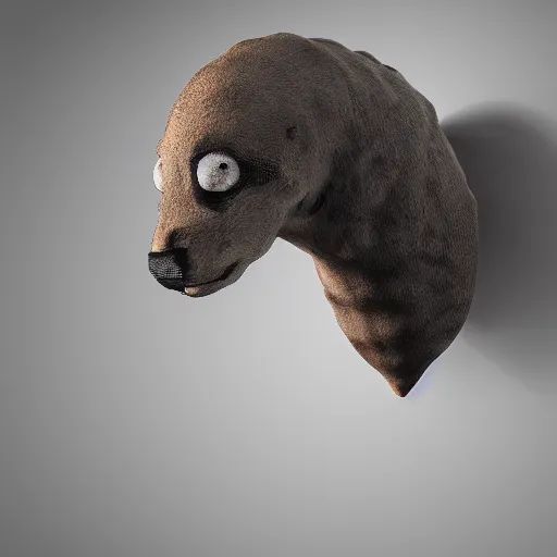 Image similar to bezoan head on the wall, stuffed animal in vr helmet, hunting trophy, taxidermy, hyper - realistic, 4 k, unreal engine, highly detailed