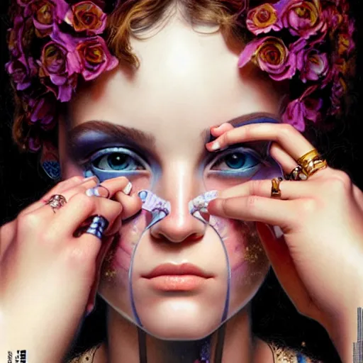 Image similar to portrait fashion editorial campaign by drew struzan, highly detailed