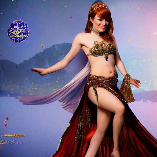 Prompt: a full body shot of emma stone as a belly dancer, arabian night, high quality, fully detailed, 4 k