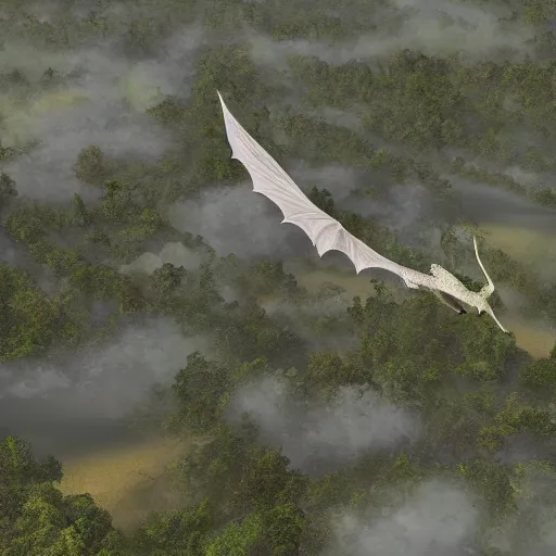 Image similar to dragon flying over village 4 k realistic