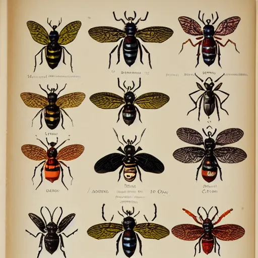 Image similar to vivid, grotesque collection of insects and birds