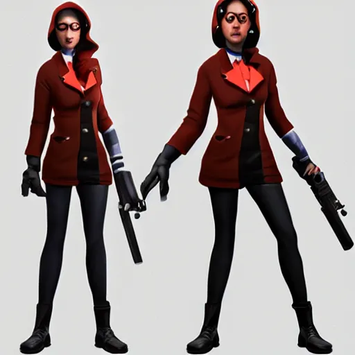 Image similar to spy from team fortress 2 as a woman, concept art, trending in artstation, artstationHD, artstationHQ, highly detailed, 4k