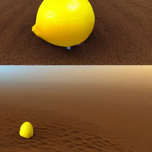 Image similar to a giant lemon hitting the earth creating an explosion