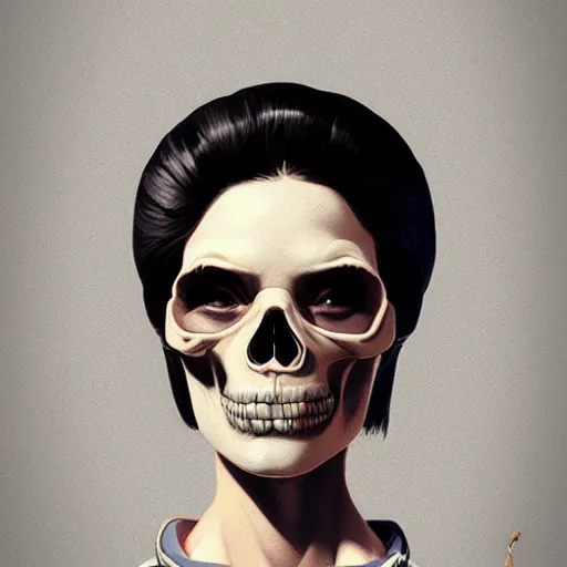 Prompt: skull portrait woman balloons, futurama, elegant, highly detailed, hard shadows and strong rim light, art by jc leyendecker and atey ghailan and sachin teng