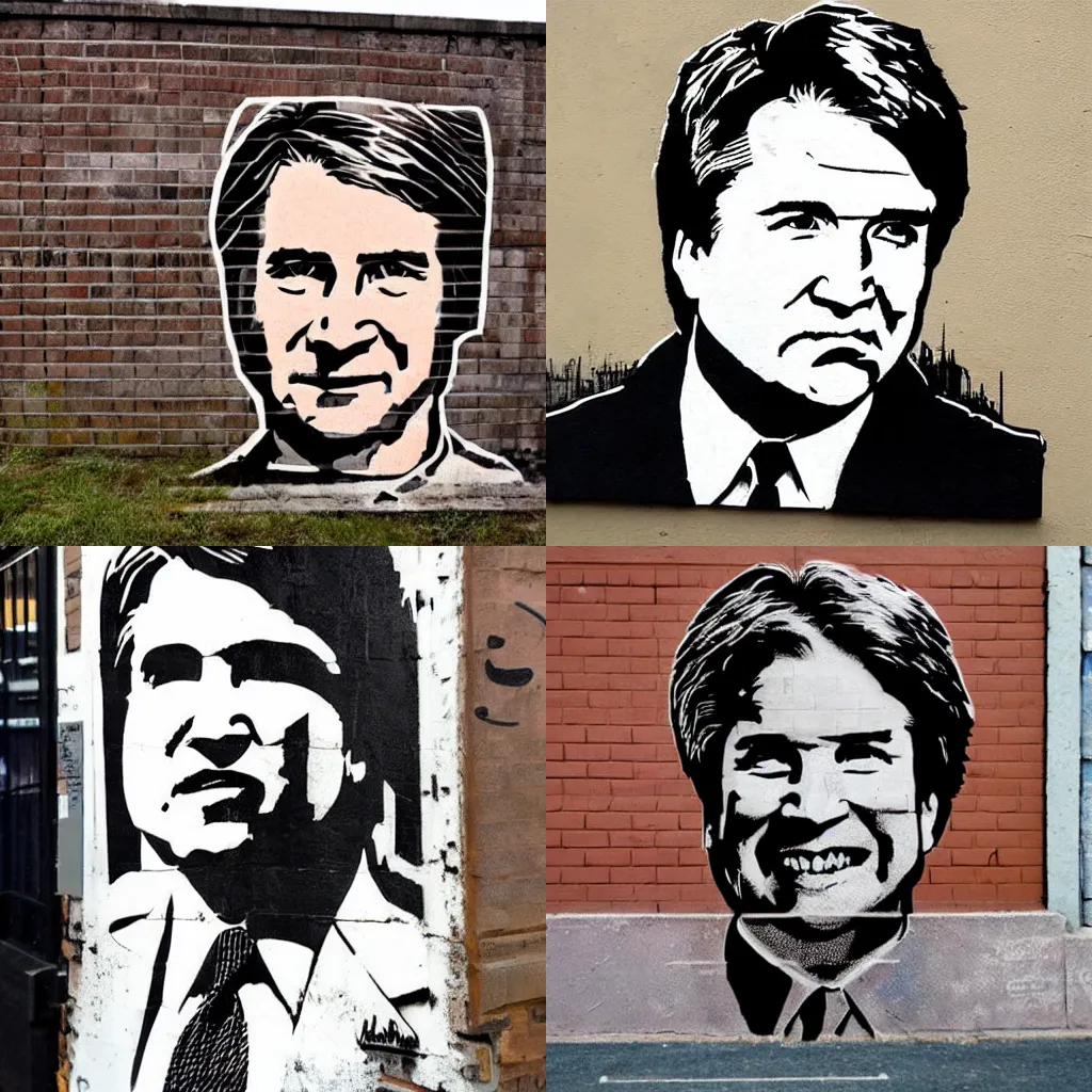 brett kavanaugh stencil graffiti street art, Stable Diffusion