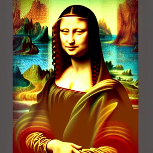 Image similar to Kim Kardashian dressed as the Mona Lisa