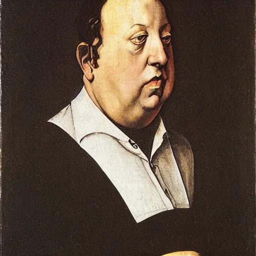 Prompt: Alfred Hitchcock by Albrecht Dürer, oil painting