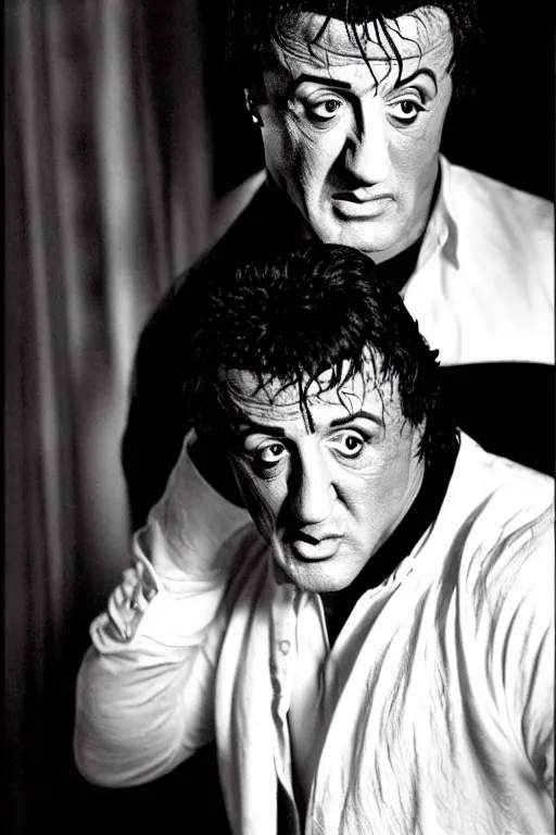 Image similar to sylvester stallone playing edgar allen poe, cinematic, dramatic, mood lighting