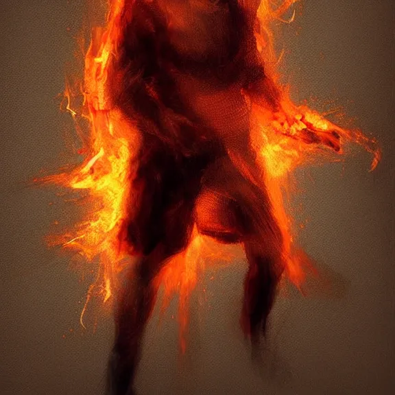 Prompt: marco bucci. digital painting of man on fire. Handsome. Long hair. portrait. ArtStation. Rule of thirds. Silouette. Pain.