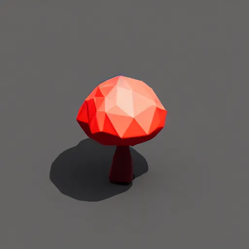 Image similar to Matte 3d low poly icon of a red mushroom, lat lighting, isometric perspective on pure white background, soft shadows, 3d render,