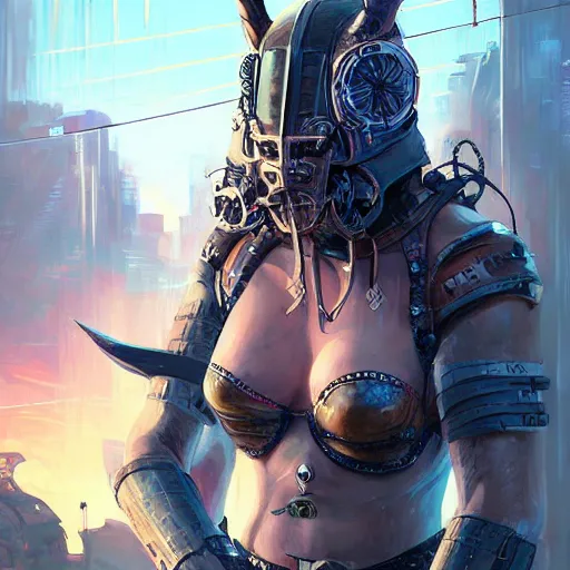 Image similar to cyberpunk viking helmet mask warrior goddess robot ninja fantasy, art gta 5 cover, official fanart behance hd artstation by jesper ejsing, by rhads, makoto shinkai and lois van baarle, ilya kuvshinov, ossdraws