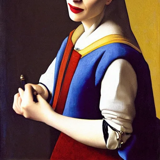 Image similar to portrait of cate blanchett , painting by Vermeer