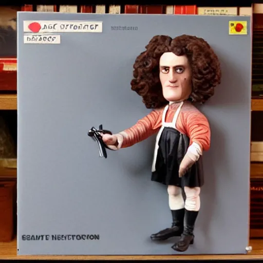 Image similar to 1 7 th century isaac newton wearing a wig stop motion vinyl action figure, plastic, toy, butcher billy style