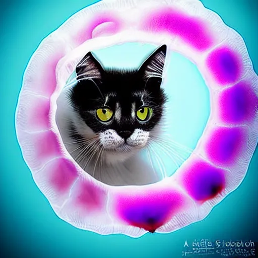 Image similar to a jellyfish - cat - hybrid, animal photography