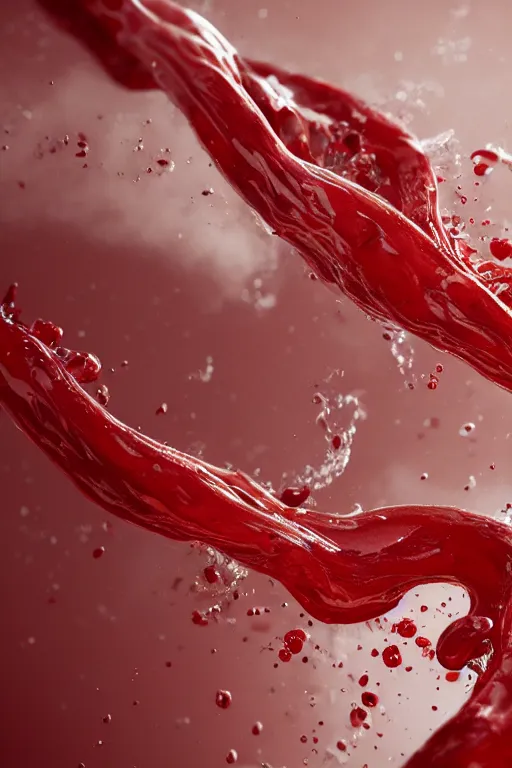 Image similar to swirling organic liquids mixing together, extremly detailed, organism, veins, red and white, intrinsec details, dramatic light, octane render, realistic