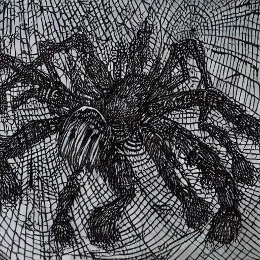 Image similar to the spiders were busy while you slept, sketchy style, ultradetailed