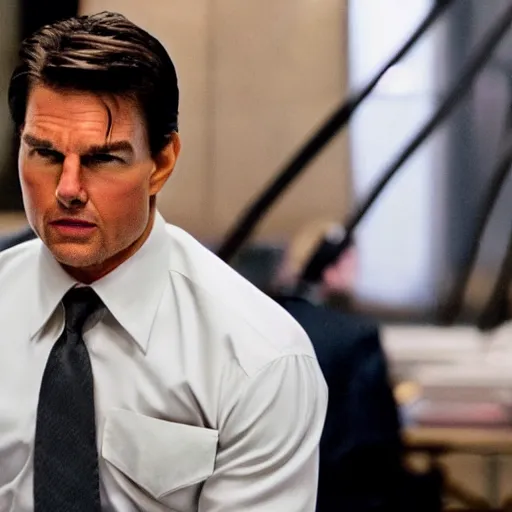 Image similar to tom cruise in wolf of wall Street movie, movie still