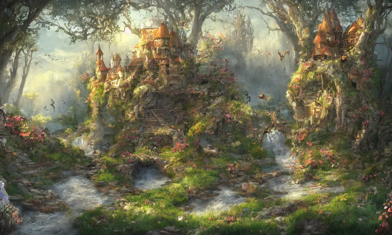 Image similar to fairy tale place, trending on artstation