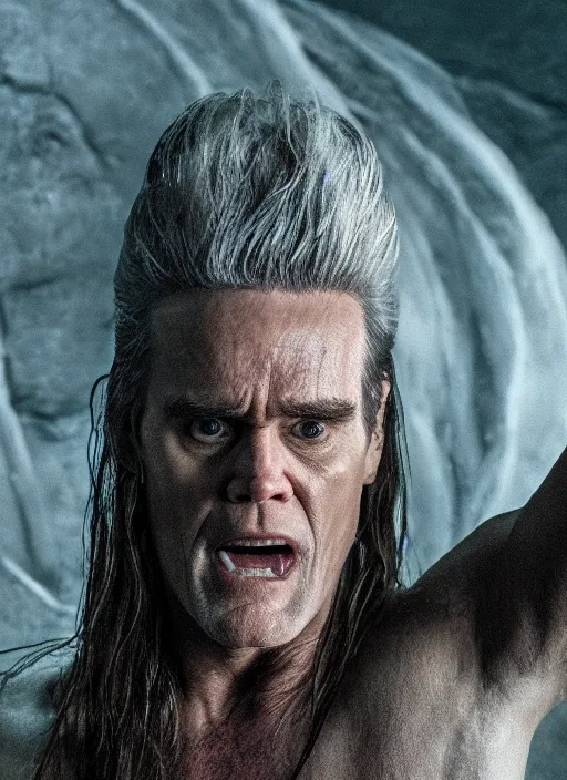 Image similar to jim carrey in elden ring universe, full body, studio lights, 8 k hd.