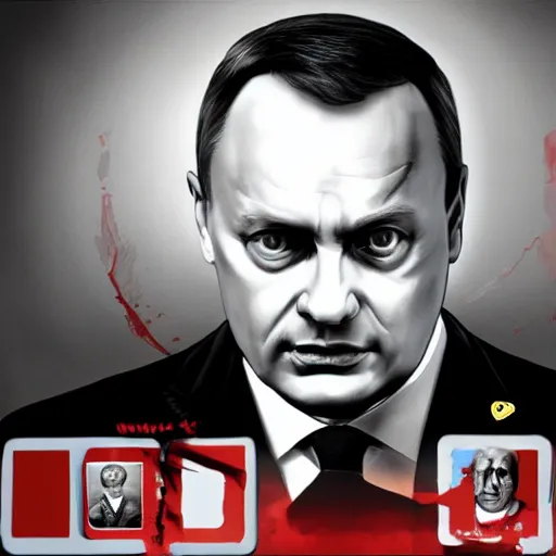 Prompt: andrzej duda in a horror game, official artwork