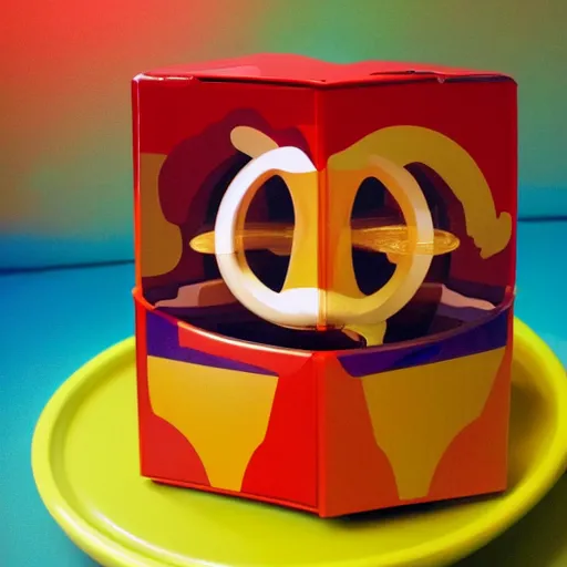 Image similar to Liminal space in outer space!!!, ((Mc Donald’s happy meal toy))