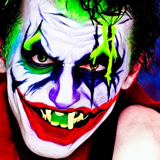 Image similar to playboi carti with scary face paint inspired by the joker 4 k detailed super realistic