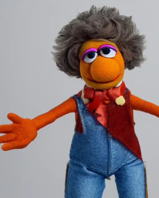 Image similar to marie schrader as a muppet. highly detailed felt. hyper real photo. 4 k.