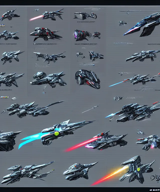 Image similar to 2 d shooter game concept art sprite sheet!!!, robotech gradius outer space concept art, hyperrealism, fine detail, 8 k, 3 d render, artstation contest winner, cgsociety, cryengine, zbrush, vray, no background