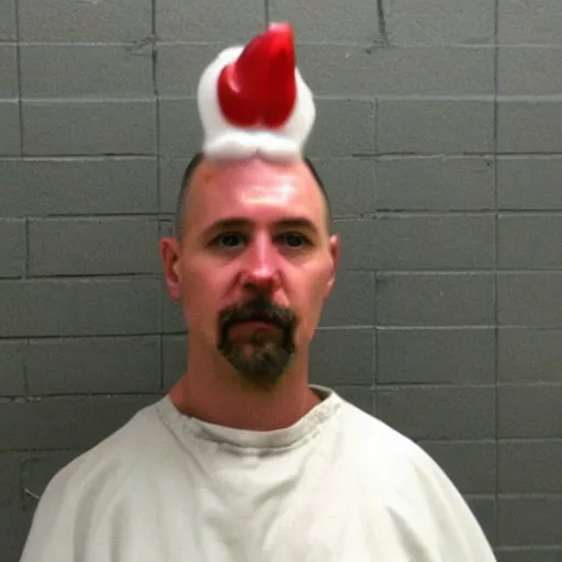 Image similar to inmate has chicken head