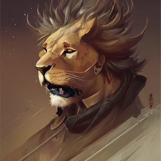 Image similar to lion as an samurai, backround dark, highly detailed, digital illustration, trending in artstation, modern painting, smooth, sharp focus, intricate, by peter mohrbacher