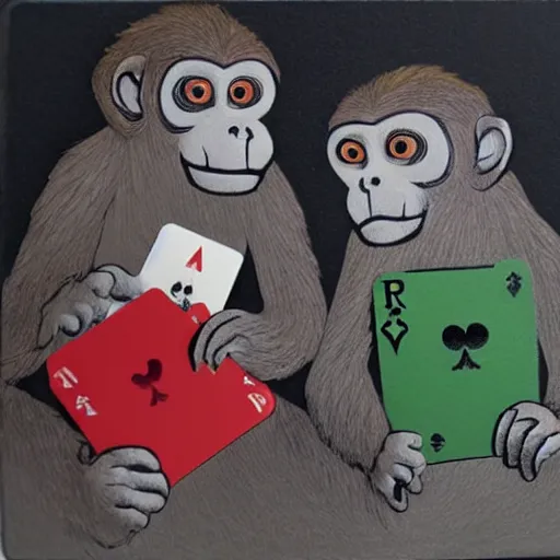 Image similar to ''Two monkeys playing cards''