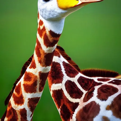 Image similar to duck giraffe hybrid, bold natural colors, national geographic photography, masterpiece, full shot