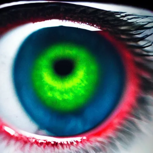 Prompt: microscopic photograph of an eye