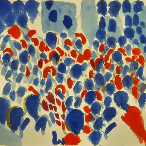 Image similar to a watercolor painting of where's wally, by matisse