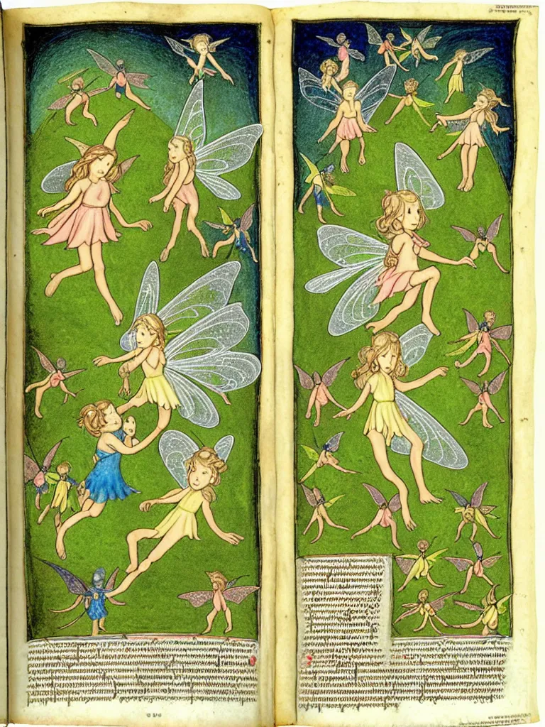 Prompt: an illuminated page from Encyclopedia of fairies,