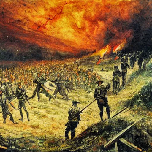 Image similar to Battle of the Somme painting 1916