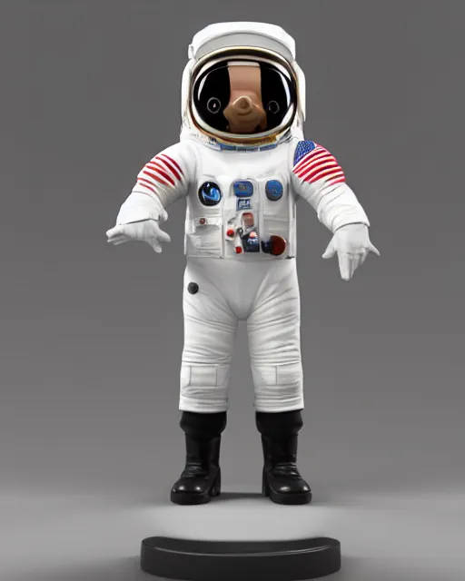 Image similar to full body 3d render of An astronaut as a funko pop, studio lighting, white background, blender, trending on artstation, 8k, highly detailed