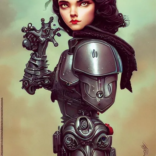 Prompt: Lofi portrait with armor, Pixar style by Joe Fenton and Stanley Artgerm and Tom Bagshaw and Tim Burton