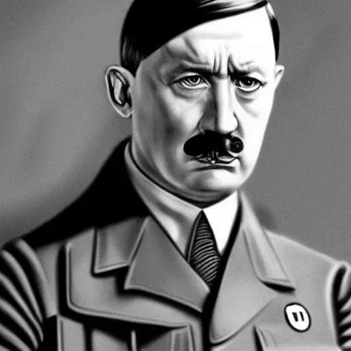 Image similar to a hyper realistic portraint of adolf hilter, ultra detail, realistic.