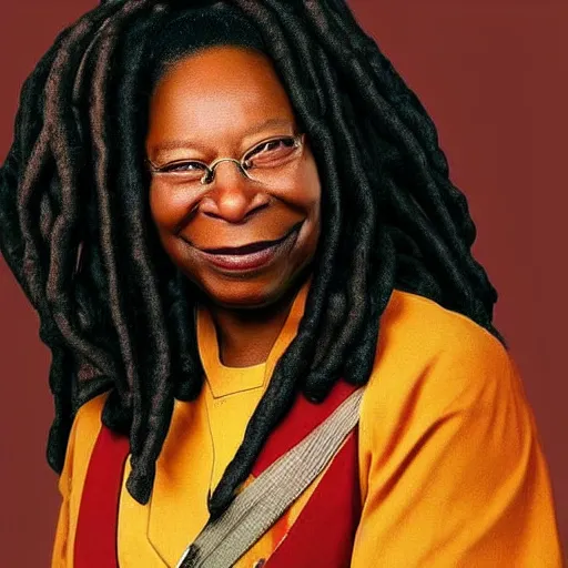 Image similar to photo of a person who looks like a mixture between whoopi goldberg as guinan from star trek and levar burton