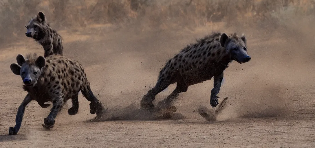 Image similar to a hyena riding a motorcycle