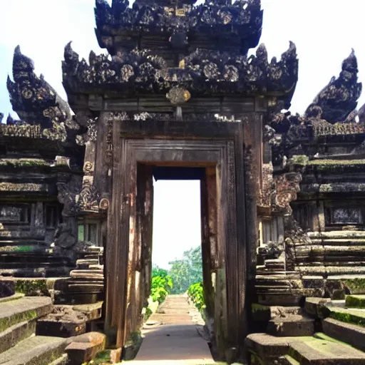 Prompt: candi bentar, balinese split gateway.