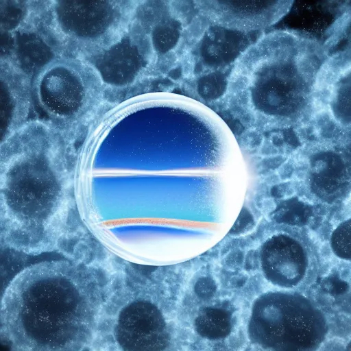 Image similar to planet earth inside a bubble floating on a wave