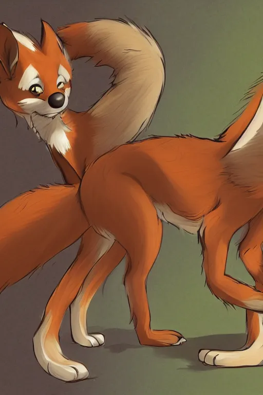 Image similar to an anthropomorphic fox, fursona!!! by don bluth, by kawacy, trending on artstation, full body