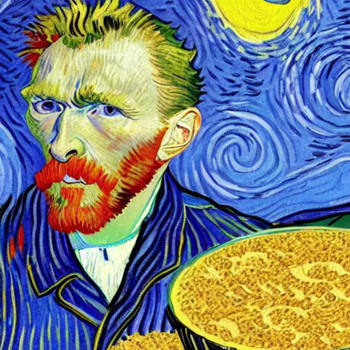 Prompt: vincent van gogh on a cereal box