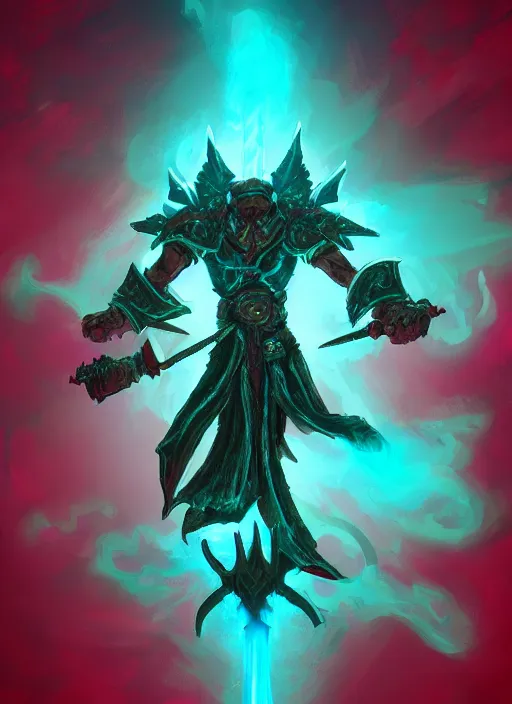 Prompt: Glowing D&D Battleaxe emanating teal energy, highly detailed, digital painting, 8k, HD