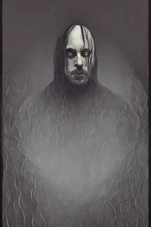 Image similar to Shakespeare portrait as a vocalis black metal Edward Hopper and James Gilleard, Zdzislaw Beksisnski, higly detailed