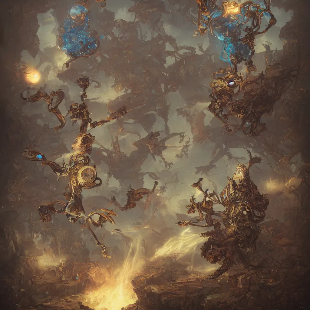 Image similar to tarot the fool ， steampunk by peter mohrbacher and dan mumford and nekro, cgsociety, volumetric light, 3 d render