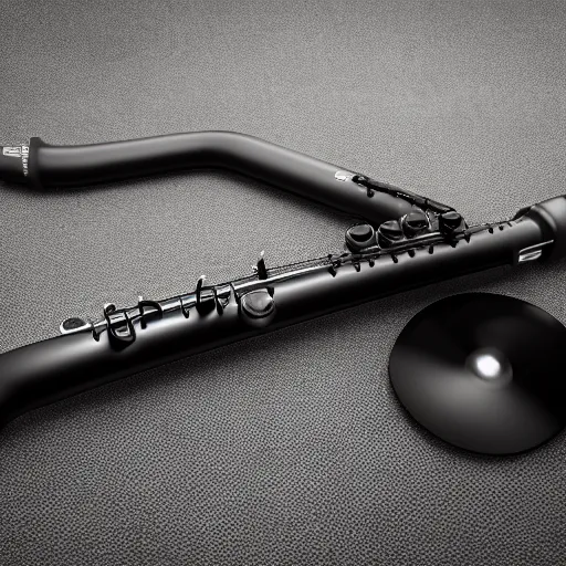 Prompt: product photography, electronic wind instrument, matte black keys, all black matte product, realistic, hyperdetailed, realistic lighting, replica model, octane render, unreal engine 5, distant shot, volumetric light