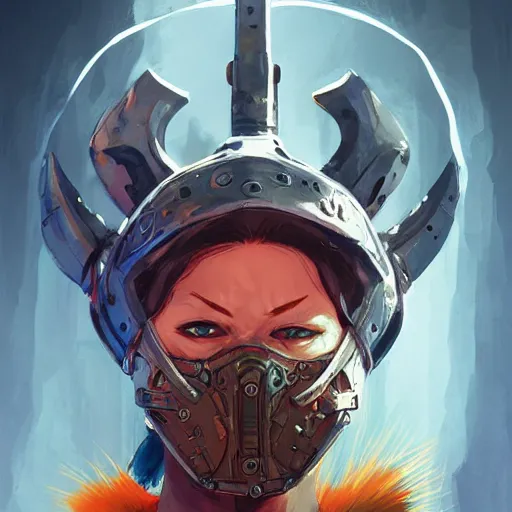 Image similar to cyberpunk viking helmet mask warrior goddess robot ninja fantasy, art gta 5 cover, official fanart behance hd artstation by jesper ejsing, by rhads, makoto shinkai and lois van baarle, ilya kuvshinov, ossdraws